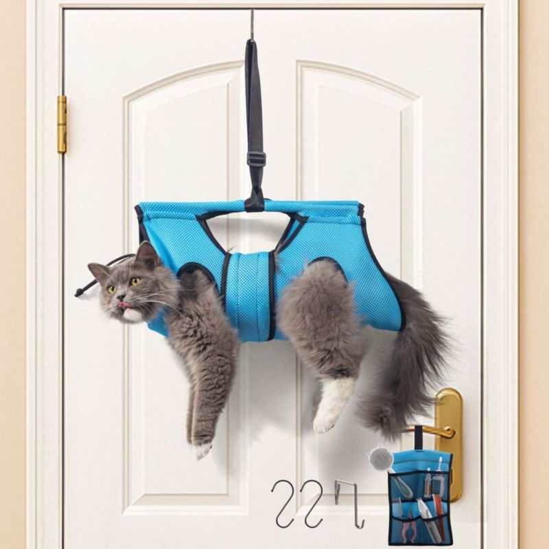 Hamaca de Aseo para Mascotas MIFNRO 2‑3 kg Azul con Bolsa de Herramientas Incluida