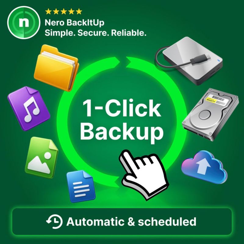 Respaldo de datos Nero BackItUp Lifetime para 1 PC Windows 11/10/8/7