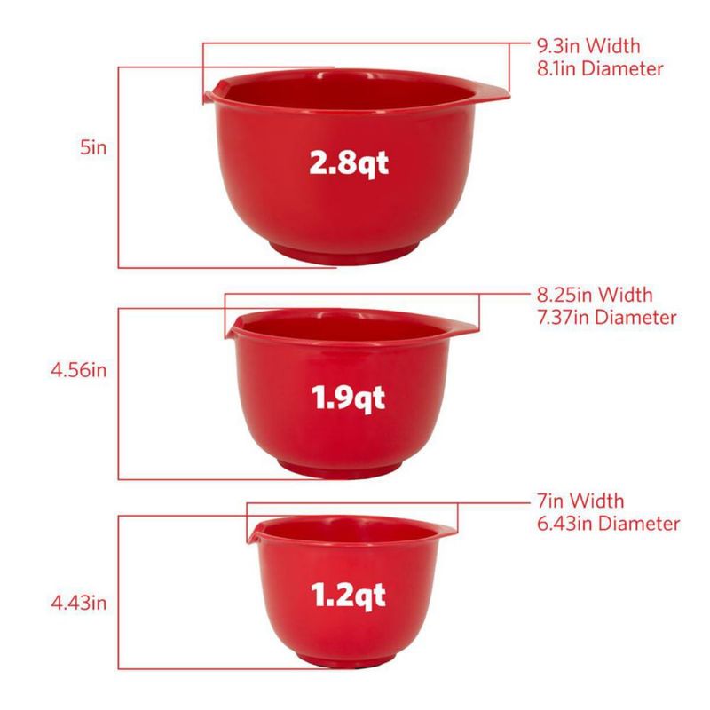 Tazones de mezcla Glad set de 3 rojos apilables 28 L