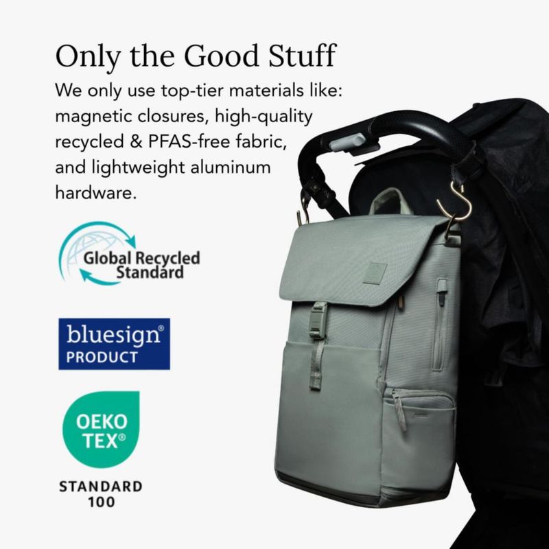 Mochila pañalera Huhu Outdoorsy Sage impermeable
