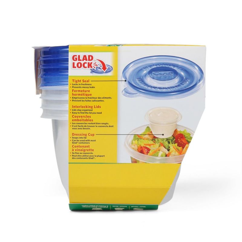 Envase de alimentos Glad 709 ml paquete de 6 unidades 4 con vaso para aderezo