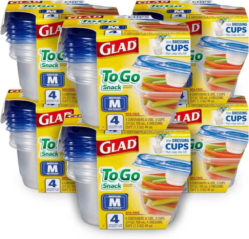 Envase de alimentos Glad 709 ml paquete de 6 unidades 4 con vaso para aderezo