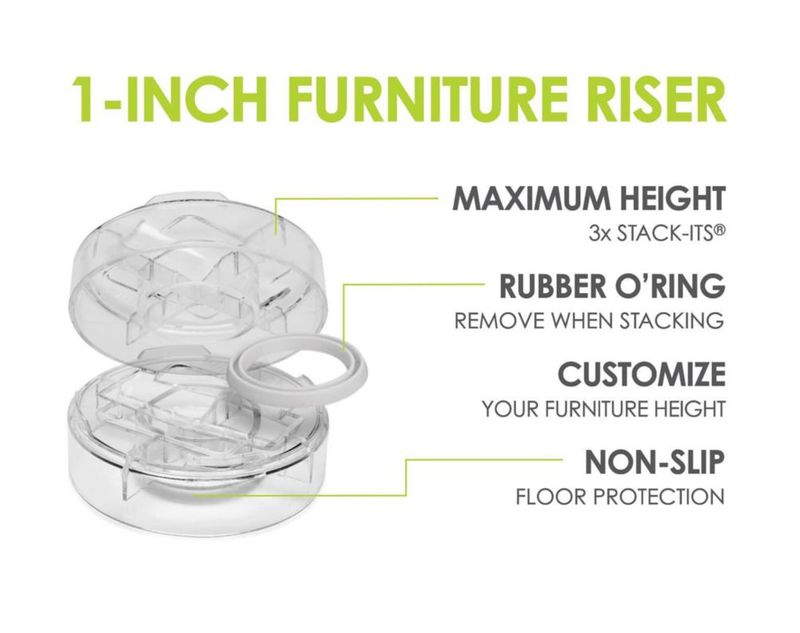 Elevadores de Muebles Slipstick 25 cm Juego de 8 Transparentes