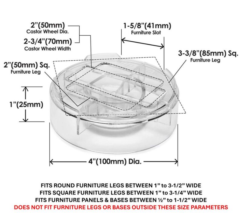 Elevadores de Muebles Slipstick 25 cm Juego de 8 Transparentes