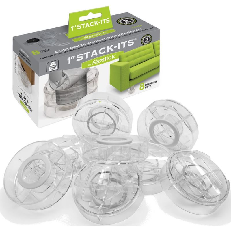 Elevadores de Muebles Slipstick 25 cm Juego de 8 Transparentes