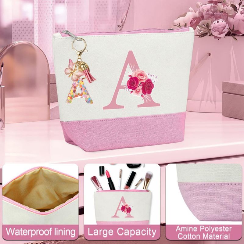 Bolso Tote de Lona AiHeart con Inicial y Bolsillo Interior