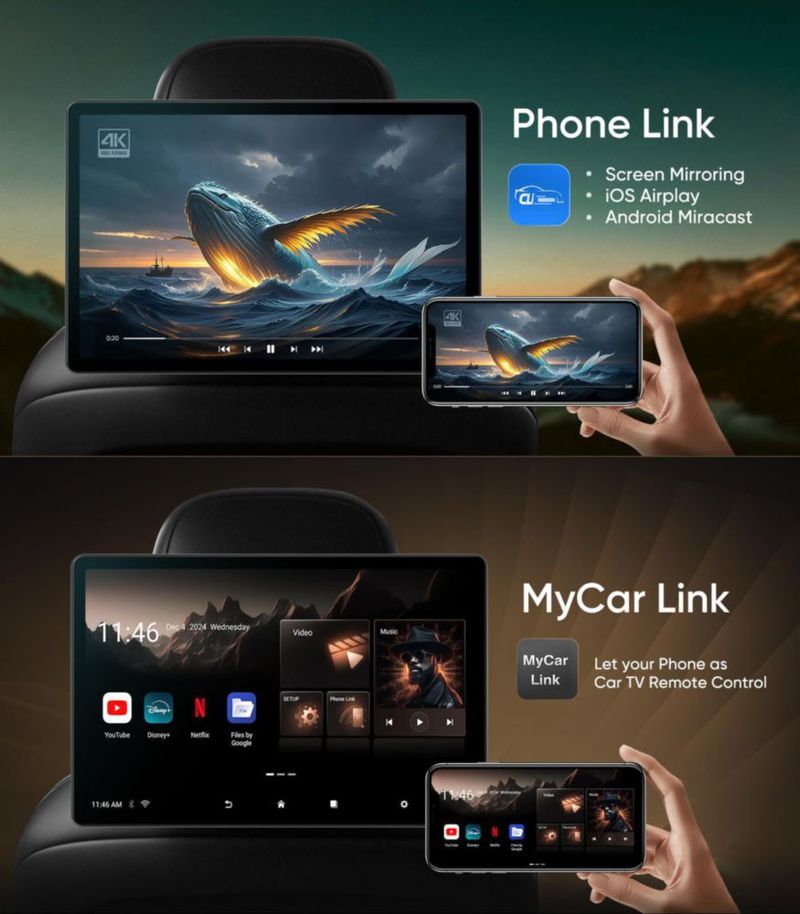 TV para coche Seventour 41 cm Android WiFi Bluetooth 4G + 64 GB