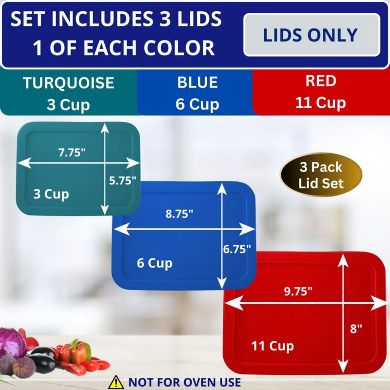 Juego de tapas para recipientes Klare Ware 3/6/11 tazas Rojo/Azul/Turquesa
