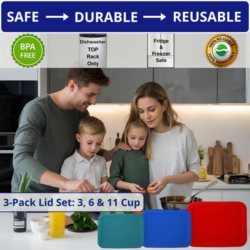 Juego de tapas para recipientes Klare Ware 3/6/11 tazas Rojo/Azul/Turquesa