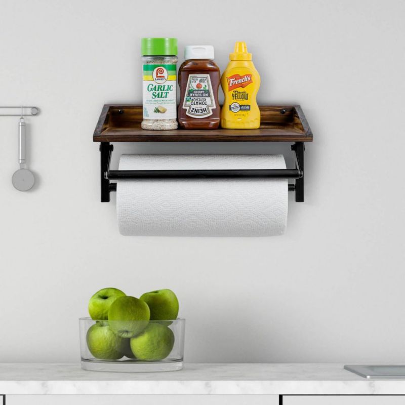 Soporte para toallas de papel MyGift 25 cm con estante de madera