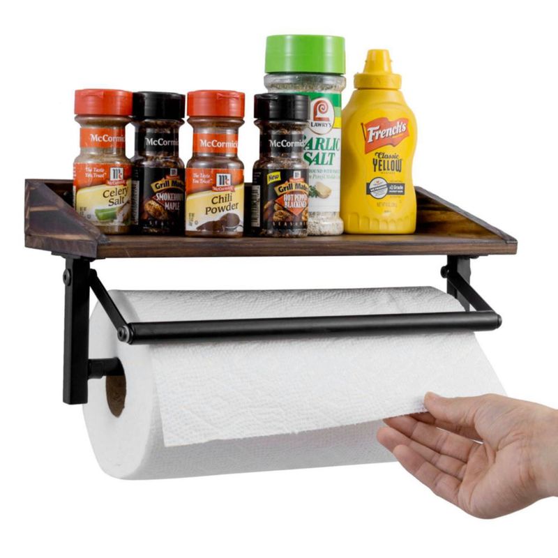 Soporte para toallas de papel MyGift 25 cm con estante de madera