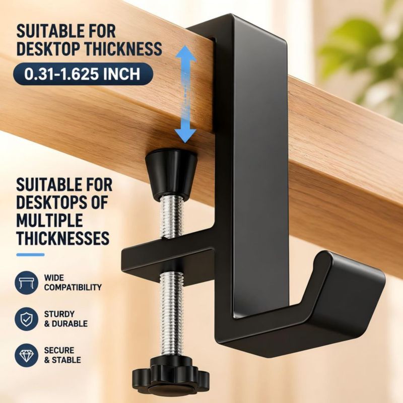 Soporte para auriculares JAKO de aleación de aluminio con gancho de escritorio