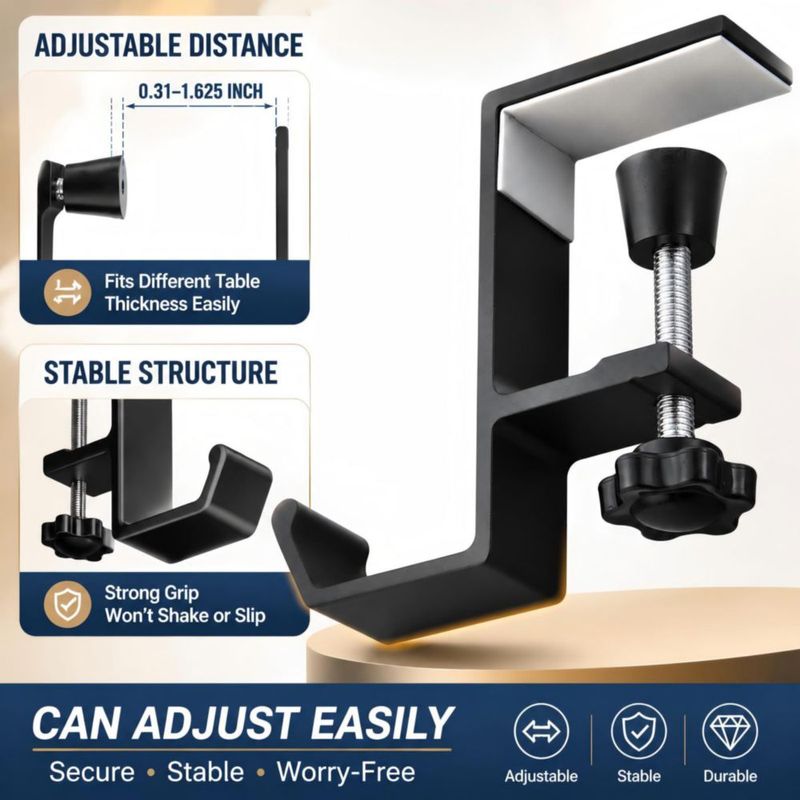 Soporte para auriculares JAKO de aleación de aluminio con gancho de escritorio