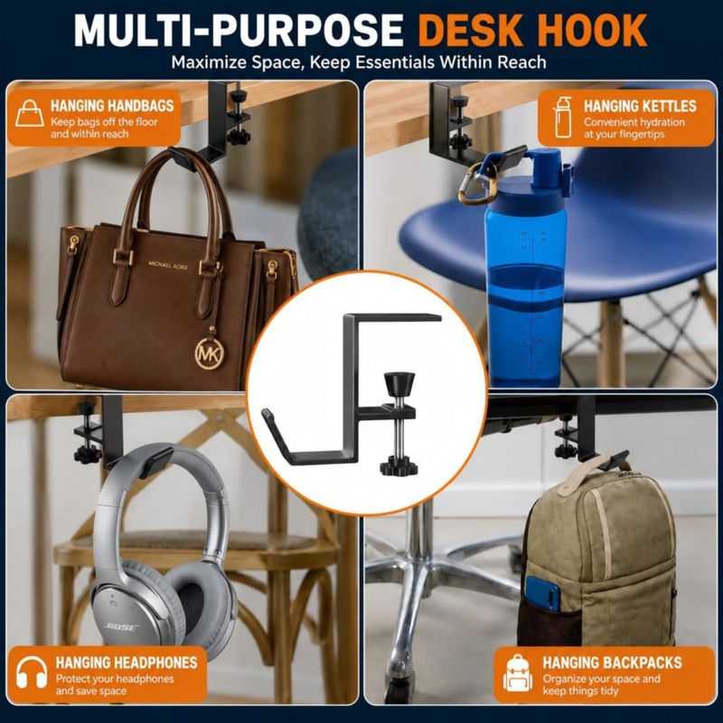 Soporte para auriculares JAKO de aleación de aluminio con gancho de escritorio