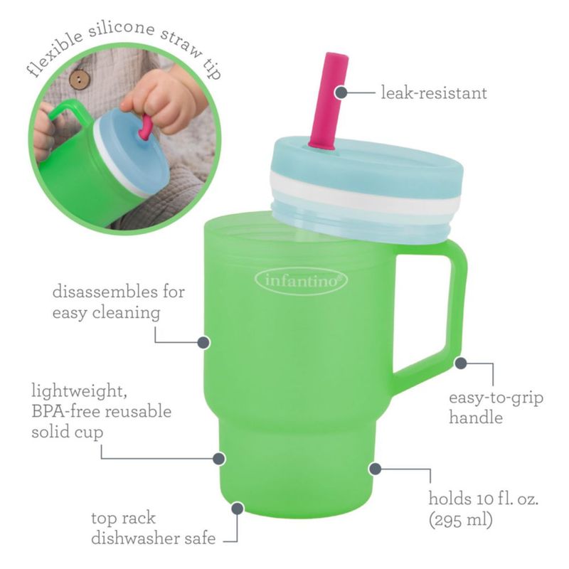 Vaso de Bebida Infantino 284 ml Manzana Verde con Pajilla