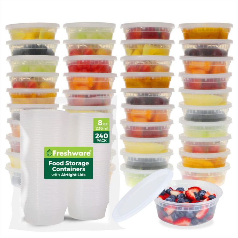 Contenedores Freshware para Almacenamiento de Alimentos 236 ml 240 piezas Sin BPA