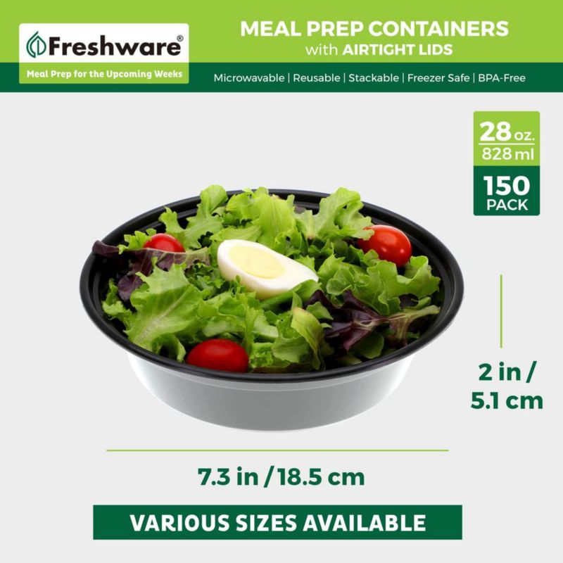 Freshware Almacenamiento de Alimentos – Pack de 150 unidades de 32 oz negro