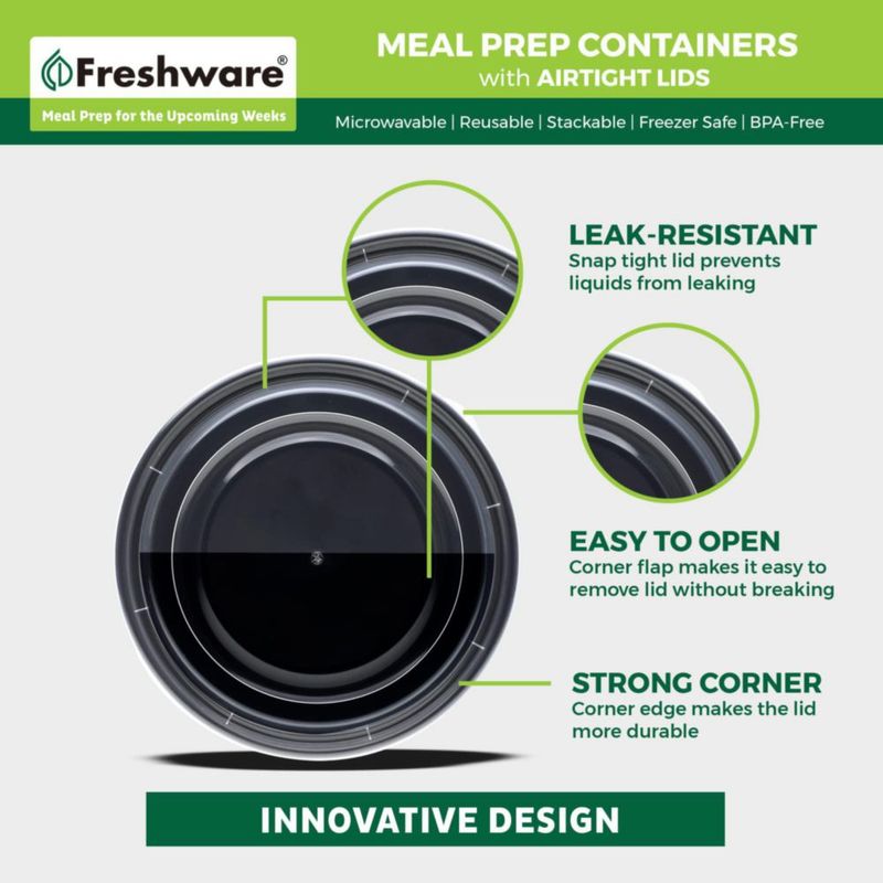 Freshware Almacenamiento de Alimentos – Pack de 150 unidades de 32 oz negro