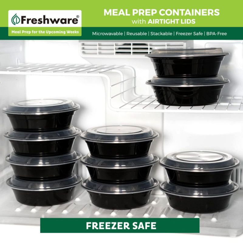 Freshware Almacenamiento de Alimentos – Pack de 150 unidades de 32 oz negro