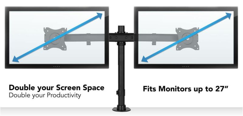 Soporte para monitor dual Mount-It! 79 cm con abrazadera en C y pasacable