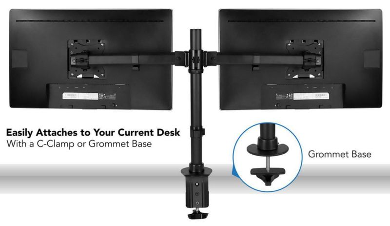 Soporte para monitor dual Mount-It! 79 cm con abrazadera en C y pasacable