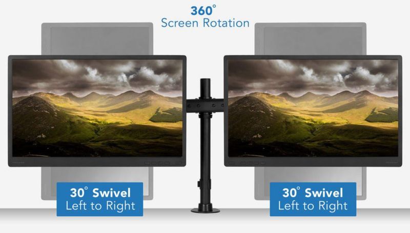 Soporte para monitor dual Mount-It! 79 cm con abrazadera en C y pasacable