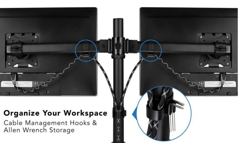 Soporte para monitor dual Mount-It! 79 cm con abrazadera en C y pasacable