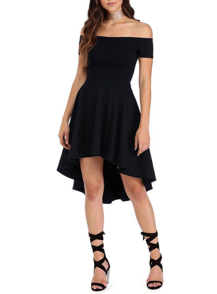 Vestido Sarin Mathews XL Negro con escote sin hombros y falda tipo skater