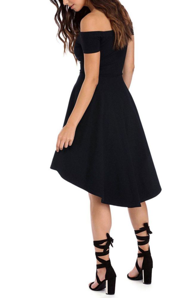 Vestido Sarin Mathews XL Negro con escote sin hombros y falda tipo skater