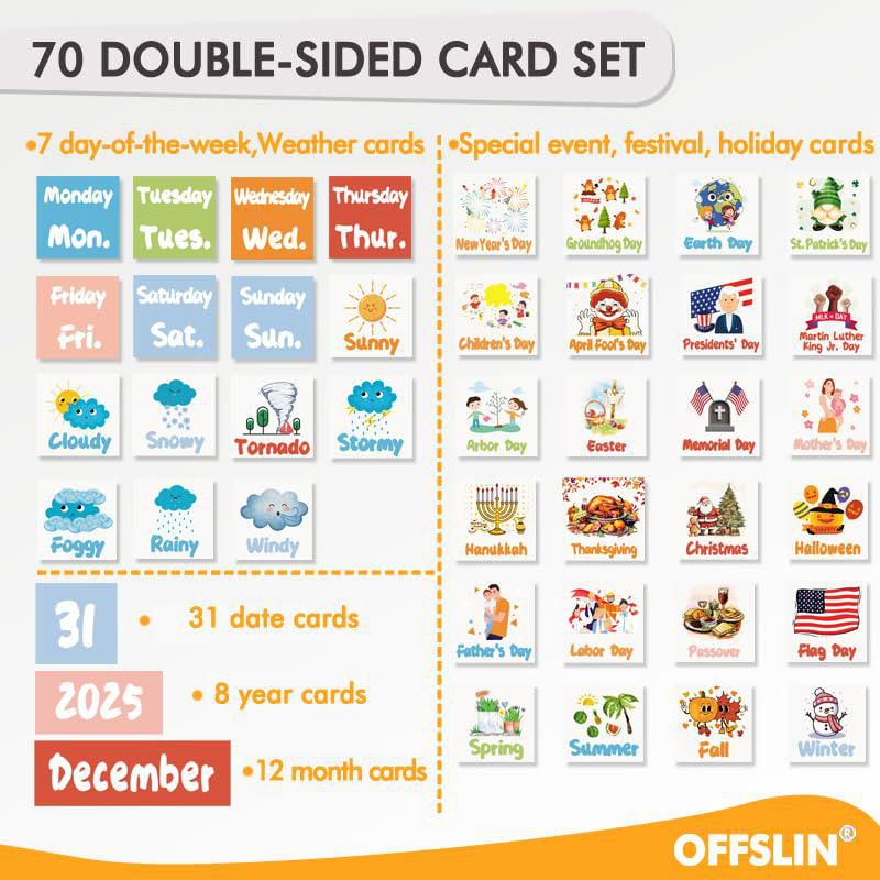 Calendario de fichas OFFSLIN 71 cm x 62 cm 70 tarjetas negro