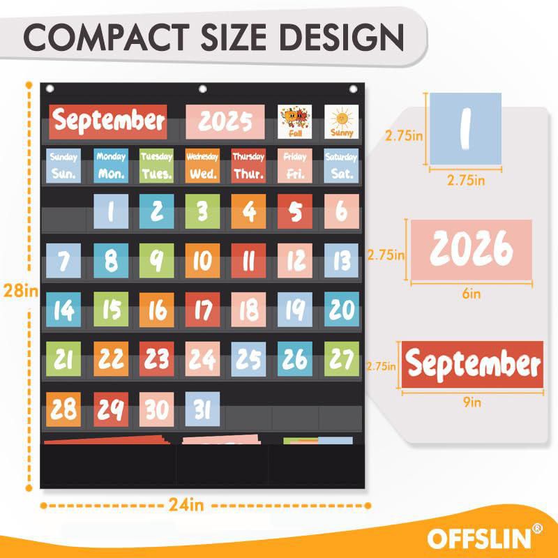 Calendario de fichas OFFSLIN 71 cm x 62 cm 70 tarjetas negro