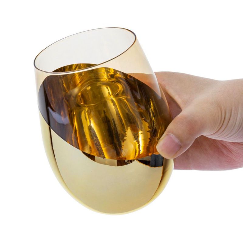 Copas de Vino MyGift 530 ml con Detalle de Latón Ámbar - Pack de 4