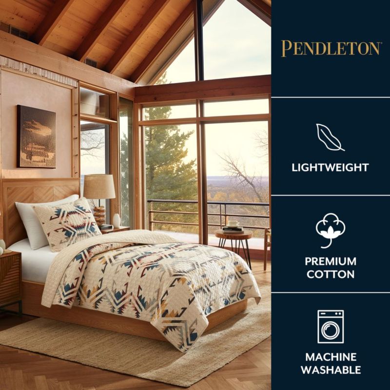 Juego de colcha Pendleton Twin 172 × 228 cm Beige con patrón de diamante – 2 piezas