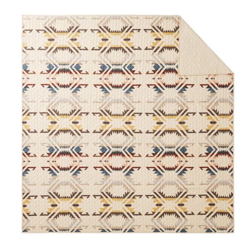 Juego de colcha Pendleton Twin 172 × 228 cm Beige con patrón de diamante – 2 piezas