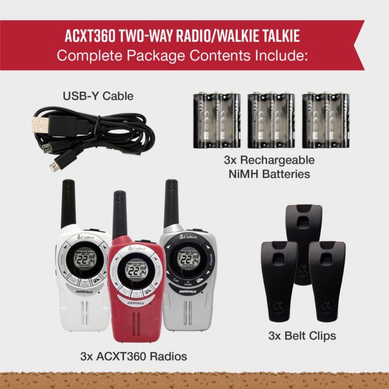 Radios de mano COBRA ACXT360 22 canales 40 km (3 unidades)