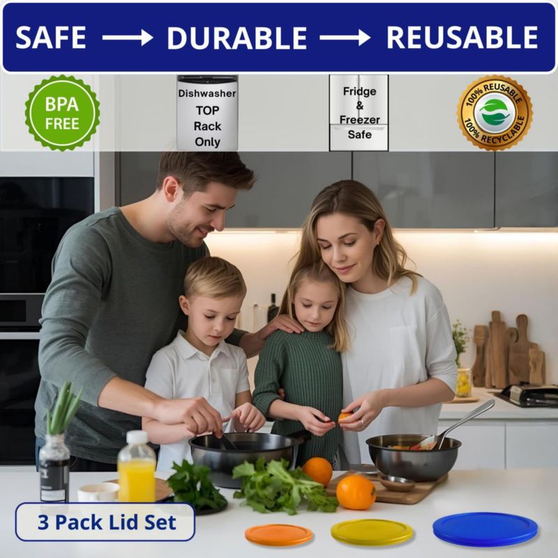 Tapa para Envases Klare Ware - Pack de 3 (470 ml / 950 ml / 165 L)