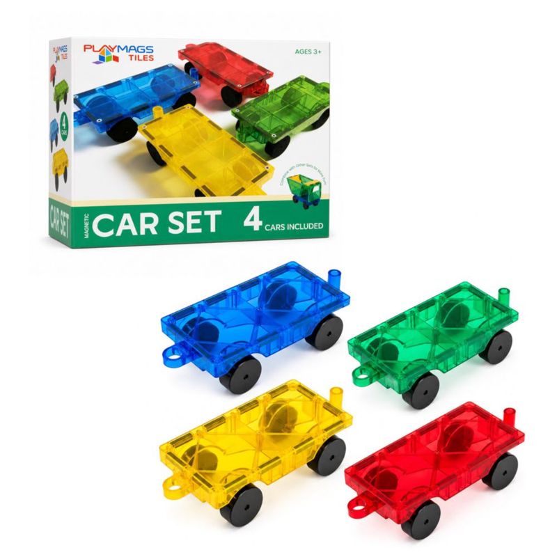 Set de coches magnéticos Playmags de 4 piezas - juguete STEM