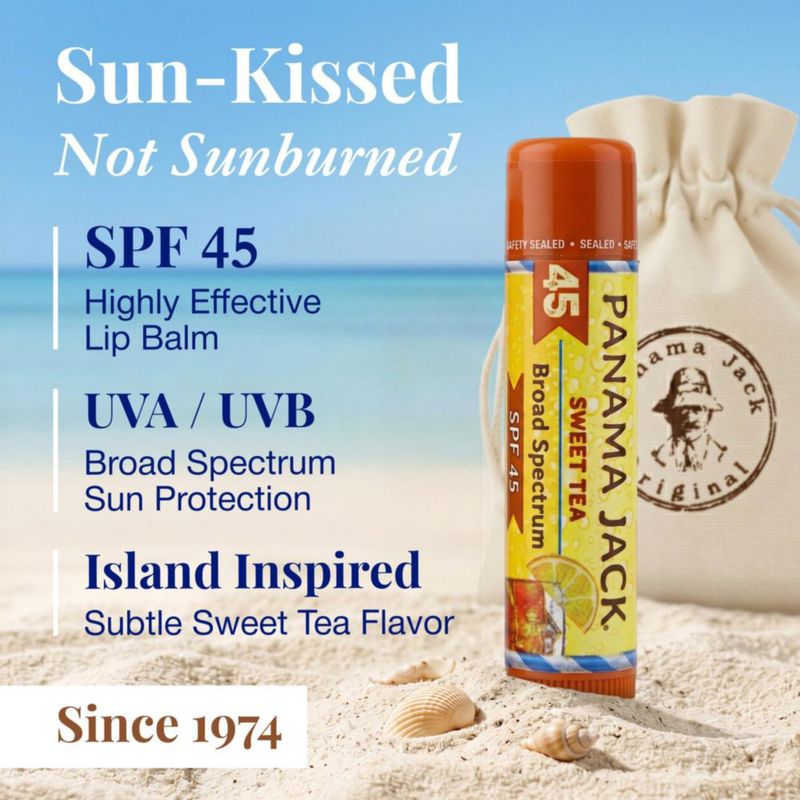 Bálsamo labial con protector solar Panama Jack SPF 45 Sweet Tea - paquete de 12