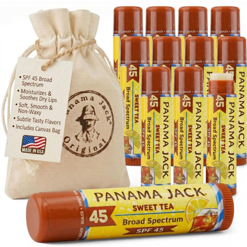 Bálsamo labial con protector solar Panama Jack SPF 45 Sweet Tea - paquete de 12