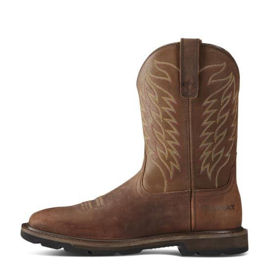 BOTA ARIAT Groundbreaker con Puntera de Acero Cuadrada Ancha 10 Marrón