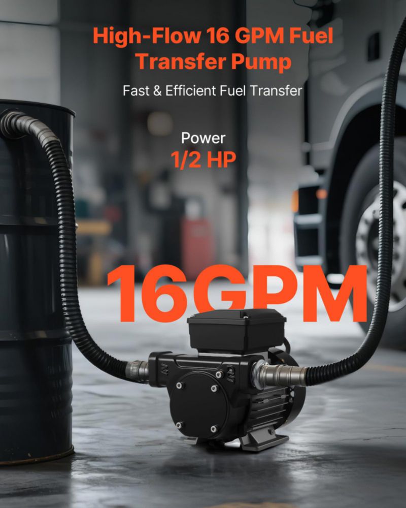 Bomba de Transferencia de Aceite VEVOR 60 L/min 110 V Entrada/Salida 1"