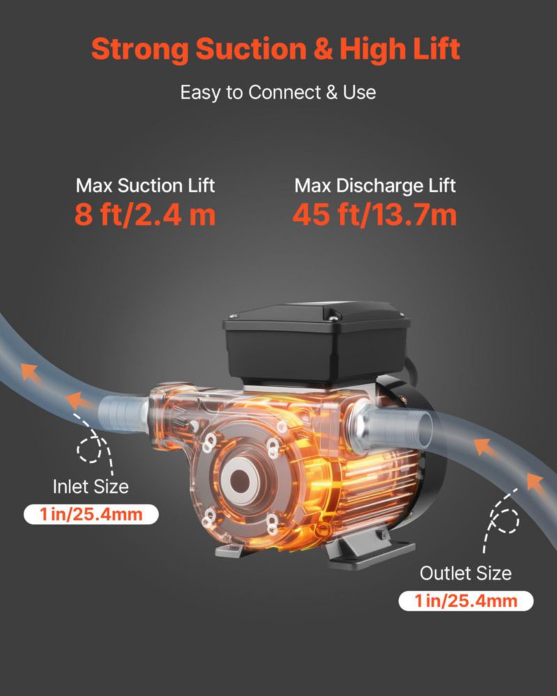 Bomba de Transferencia de Aceite VEVOR 60 L/min 110 V Entrada/Salida 1"