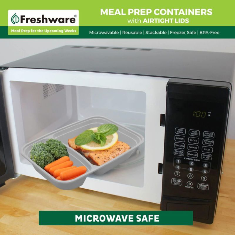 Envases para preparar comidas Freshware 800 ml Pack de 25 con 2 compartimentos