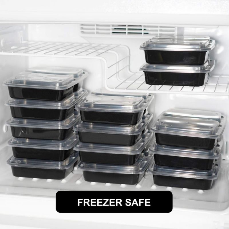 Envases para preparar comidas Freshware 800 ml Pack de 25 con 2 compartimentos