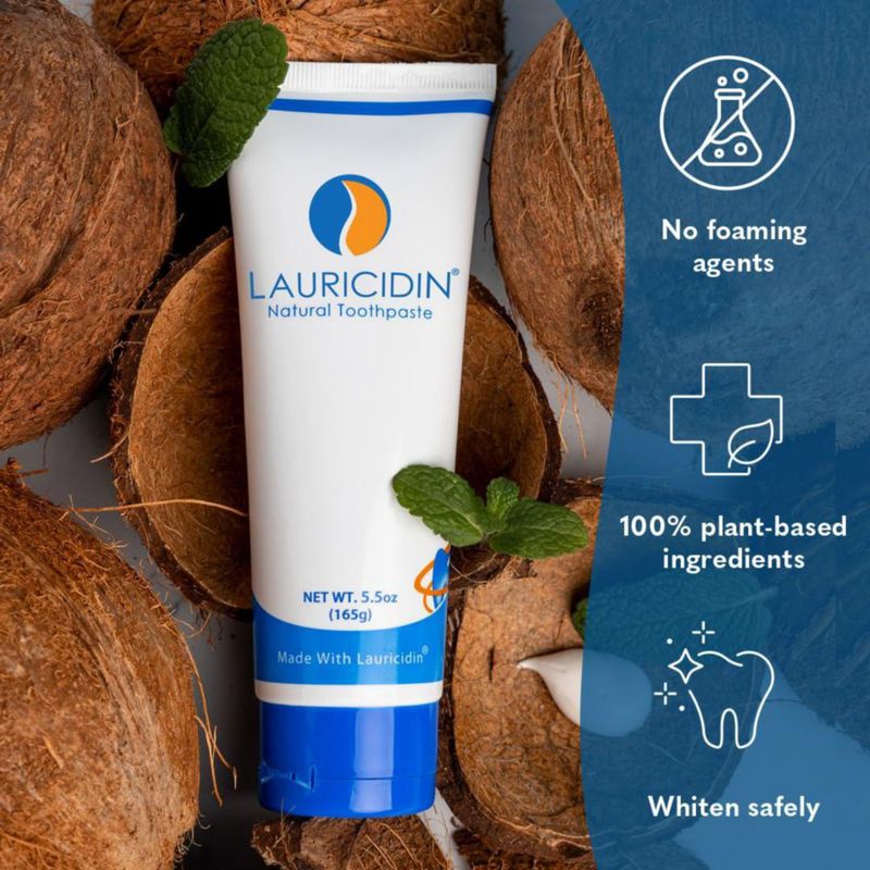 Pasta de dientes natural Lauricidin sin fluoruro ni SLS blanqueadora 165 g (5.5 oz)