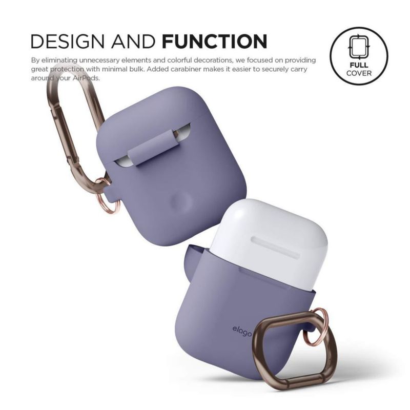 Funda de silicona elago para AirPods con llavero Lavanda Gris