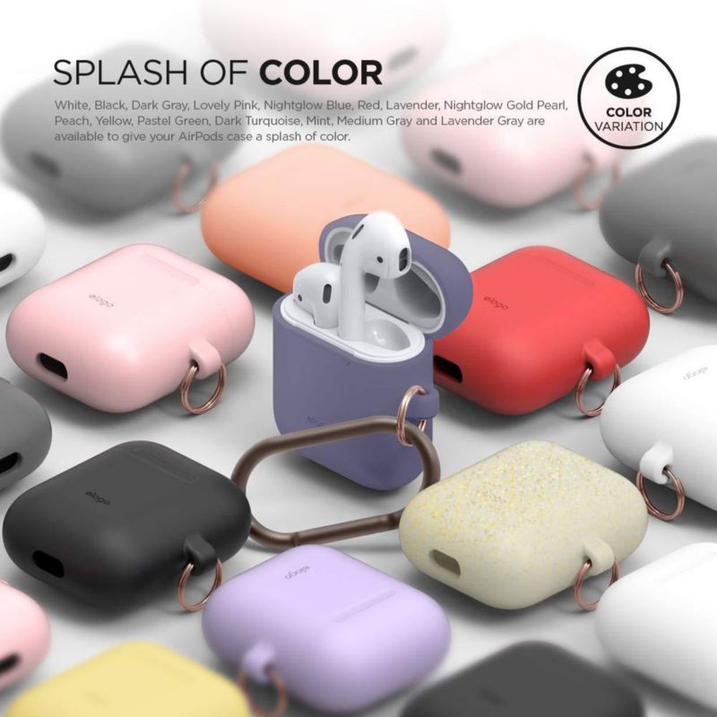 Funda de silicona elago para AirPods con llavero Lavanda Gris