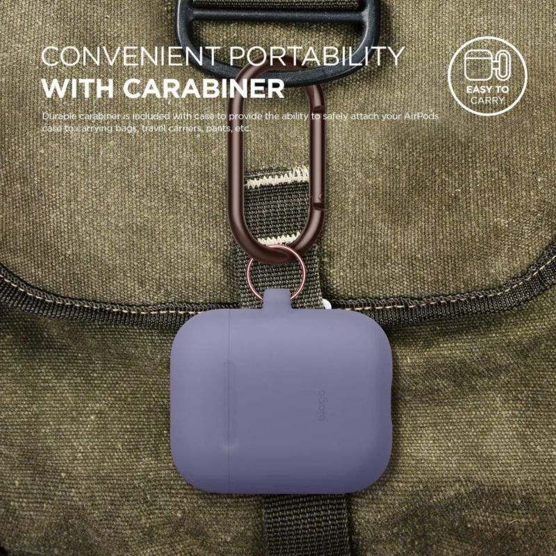 Funda de silicona elago para AirPods con llavero Lavanda Gris