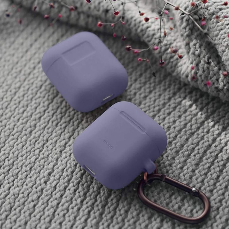 Funda de silicona elago para AirPods con llavero Lavanda Gris