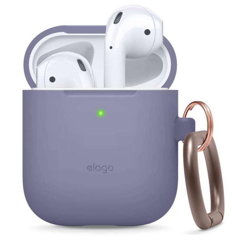 Funda de silicona elago para AirPods con llavero Lavanda Gris
